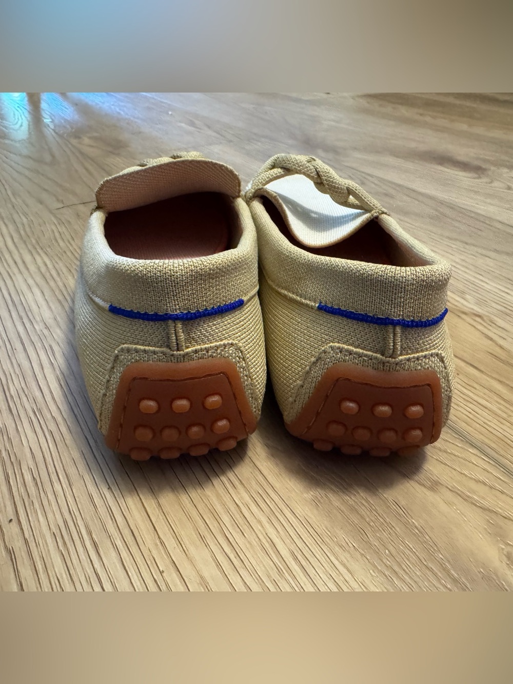 Rothy's Cream and Tan Braided-Trim The Driver Loafers - Picture 5 of 7